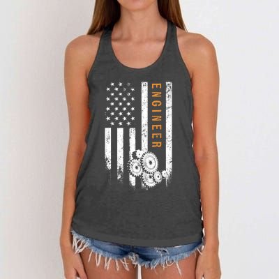 Engineer American Flag Design Engineering Women's Knotted Racerback Tank