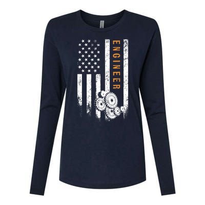 Engineer American Flag Design Engineering Womens Cotton Relaxed Long Sleeve T-Shirt