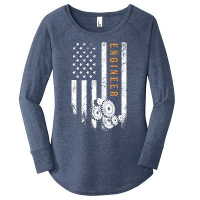 Engineer American Flag Design Engineering Women's Perfect Tri Tunic Long Sleeve Shirt