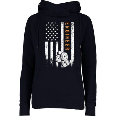 Engineer American Flag Design Engineering Womens Funnel Neck Pullover Hood