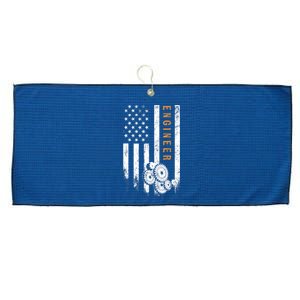 Engineer American Flag Design Engineering Large Microfiber Waffle Golf Towel