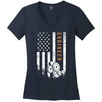 Engineer American Flag Design Engineering Women's V-Neck T-Shirt