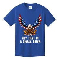 Eagle American Flag Vintage Retro Try That In My Town Kids T-Shirt