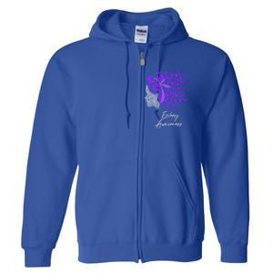 Epilepsy Awareness Funny Gift Purple Butterflies Cool Gift Full Zip Hoodie