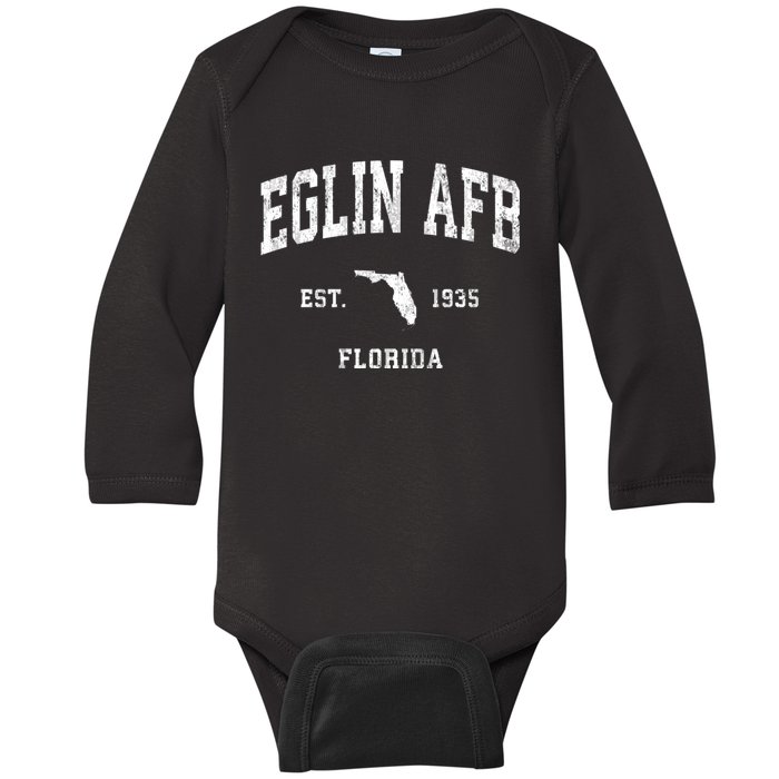 Eglin Afb Florida Fl Vintage Athletic Baby Long Sleeve Bodysuit