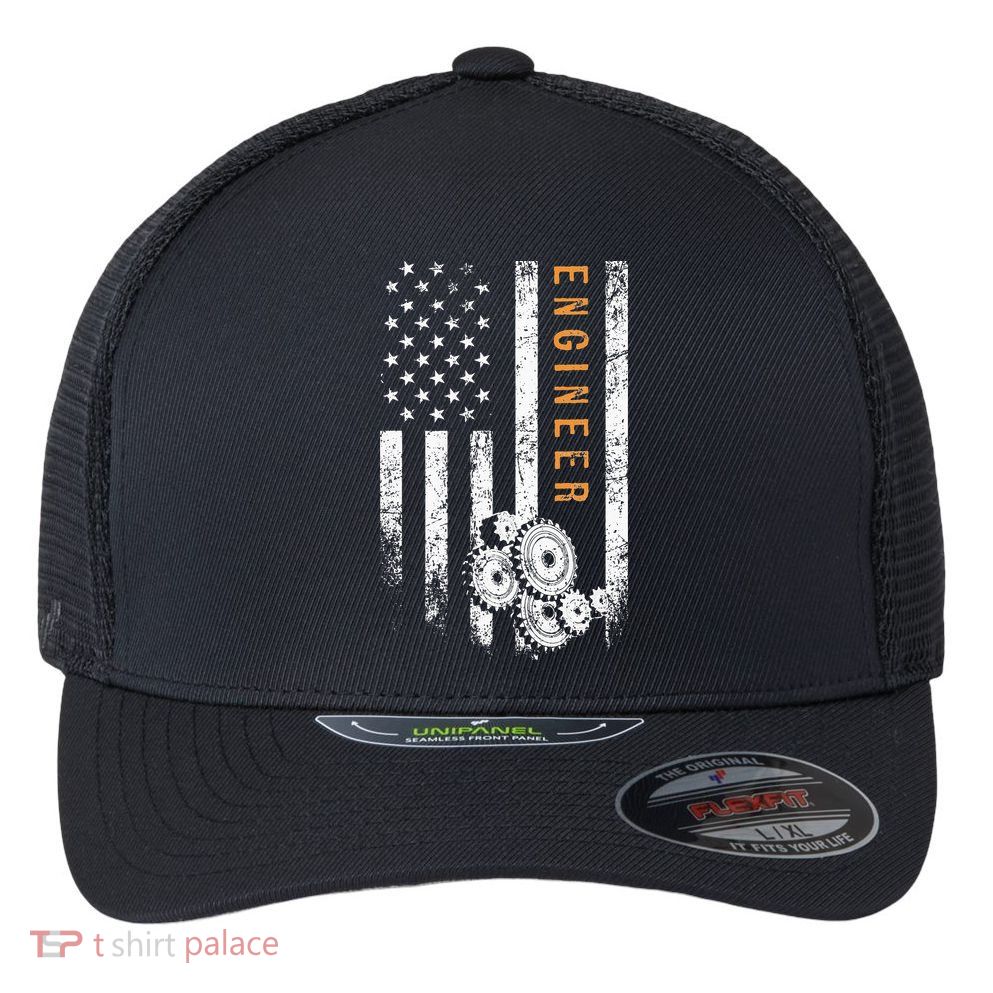 Engineer American Flag Design Engineering Flexfit Unipanel Trucker Cap