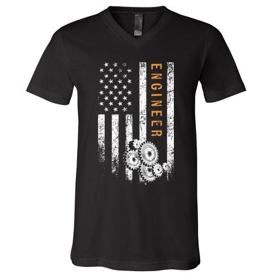 Engineer American Flag Design Engineering V-Neck T-Shirt