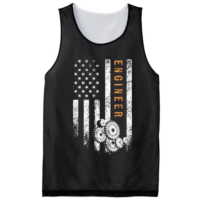 Engineer American Flag Design Engineering Mesh Reversible Basketball Jersey Tank