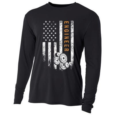 Engineer American Flag Design Engineering Cooling Performance Long Sleeve Crew