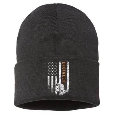 Engineer American Flag Design Engineering Sustainable Knit Beanie
