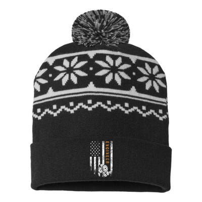 Engineer American Flag Design Engineering USA-Made Snowflake Beanie