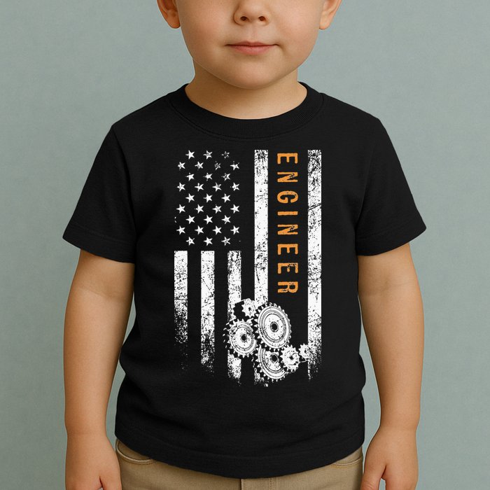 Engineer American Flag Design Engineering Toddler T-Shirt