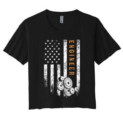 Engineer American Flag Design Engineering Crop Top