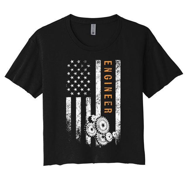 Engineer American Flag Design Engineering Crop Top