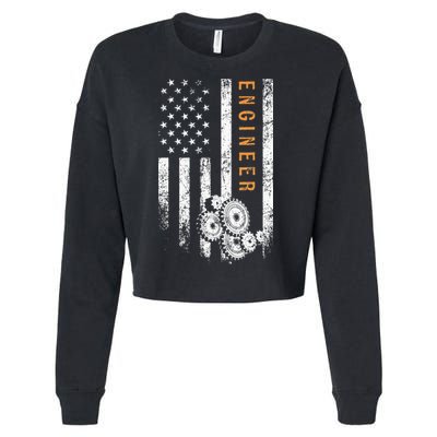 Engineer American Flag Design Engineering Cropped Pullover Crew
