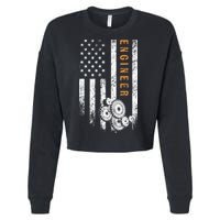 Engineer American Flag Design Engineering Cropped Pullover Crew