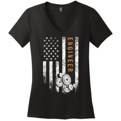 Engineer American Flag Design Engineering Women's V-Neck T-Shirt