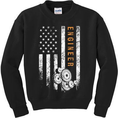 Engineer American Flag Design Engineering Kids Sweatshirt