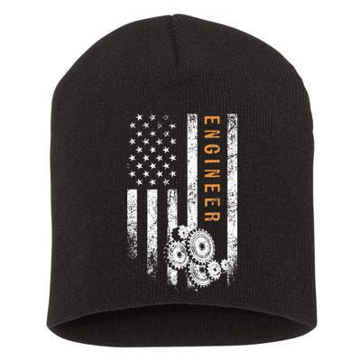 Engineer American Flag Design Engineering Short Acrylic Beanie