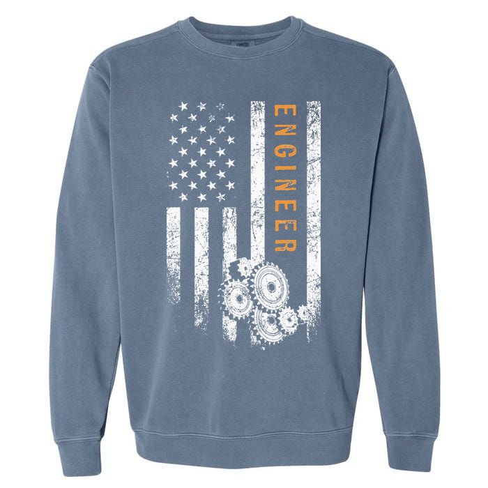 Engineer American Flag Design Engineering Garment-Dyed Sweatshirt
