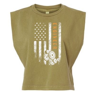 Engineer American Flag Design Engineering Garment-Dyed Women's Muscle Tee