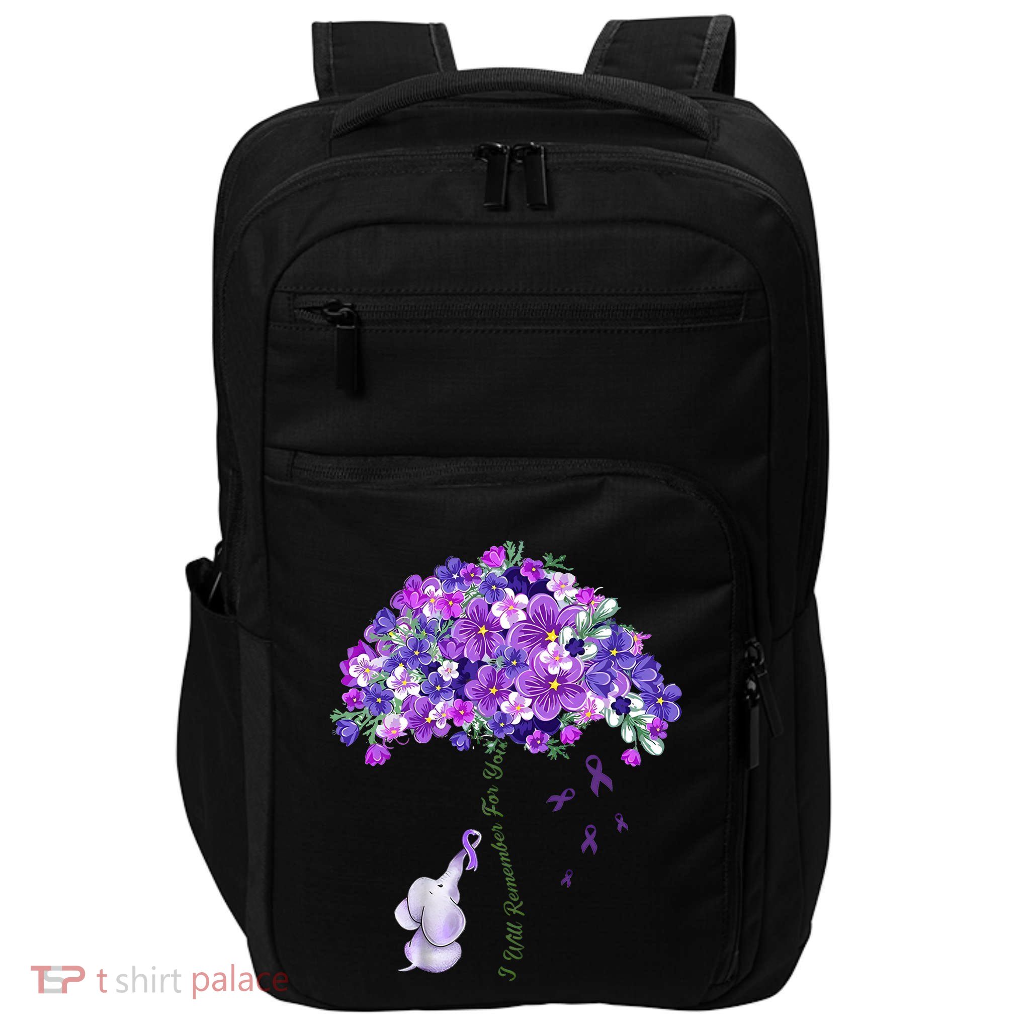 Elephant Alzheimers Flower Family Support Impact Tech Backpack