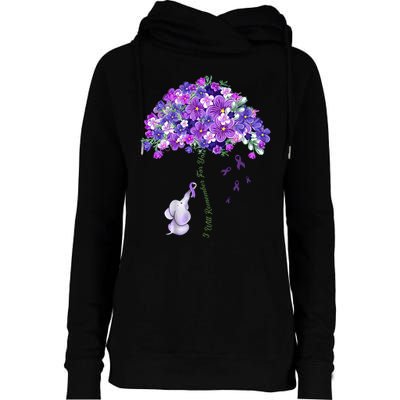 Elephant Alzheimers Flower Family Support Womens Funnel Neck Pullover Hood