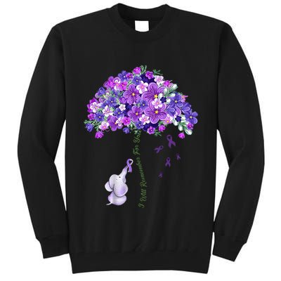 Elephant Alzheimers Flower Family Support Tall Sweatshirt
