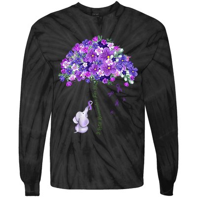 Elephant Alzheimers Flower Family Support Tie-Dye Long Sleeve Shirt