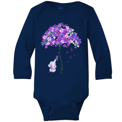 Elephant Alzheimers Flower Family Support Baby Long Sleeve Bodysuit