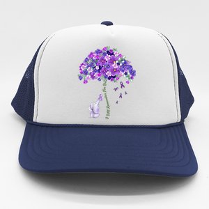 Elephant Alzheimers Flower Family Support Trucker Hat