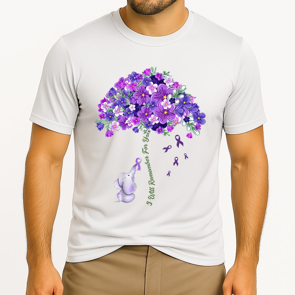 Elephant Alzheimers Flower Family Support Cooling Performance Crew T-Shirt