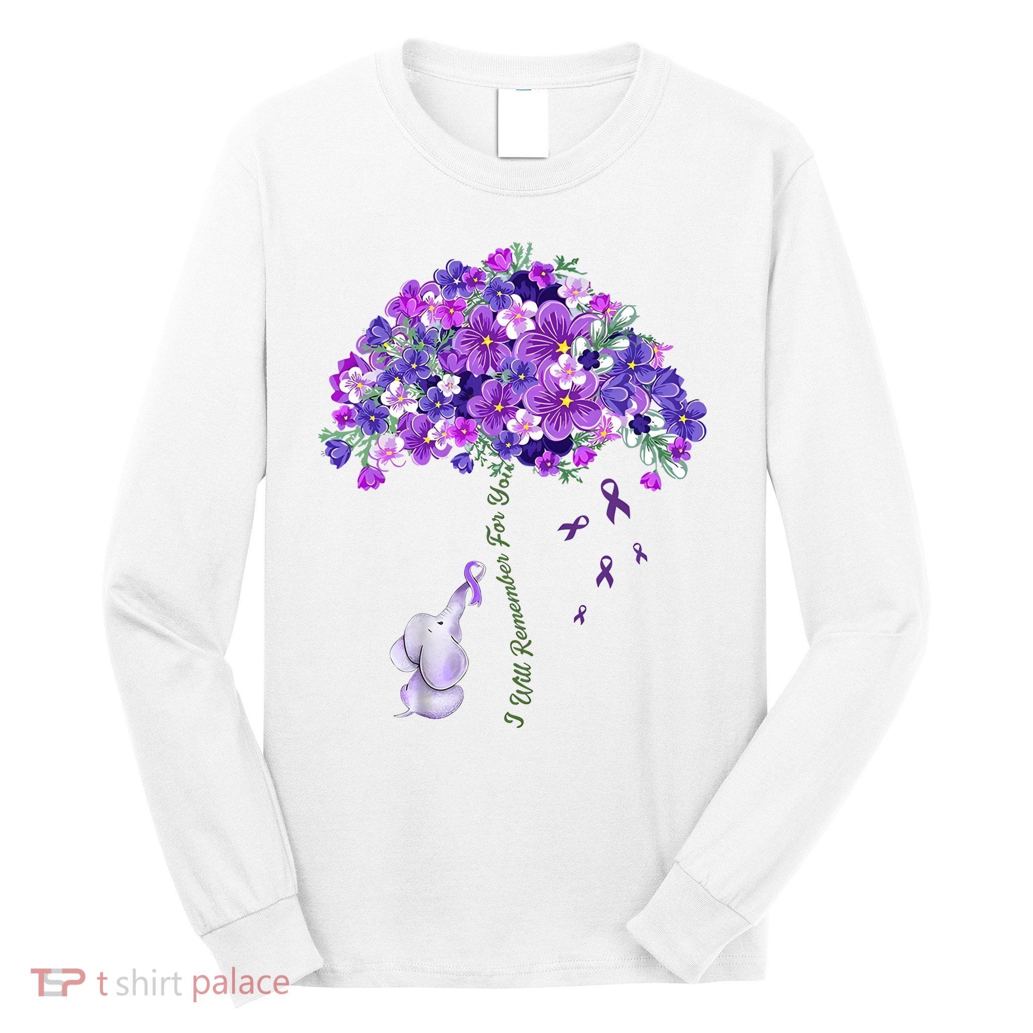 Elephant Alzheimers Flower Family Support Long Sleeve Shirt