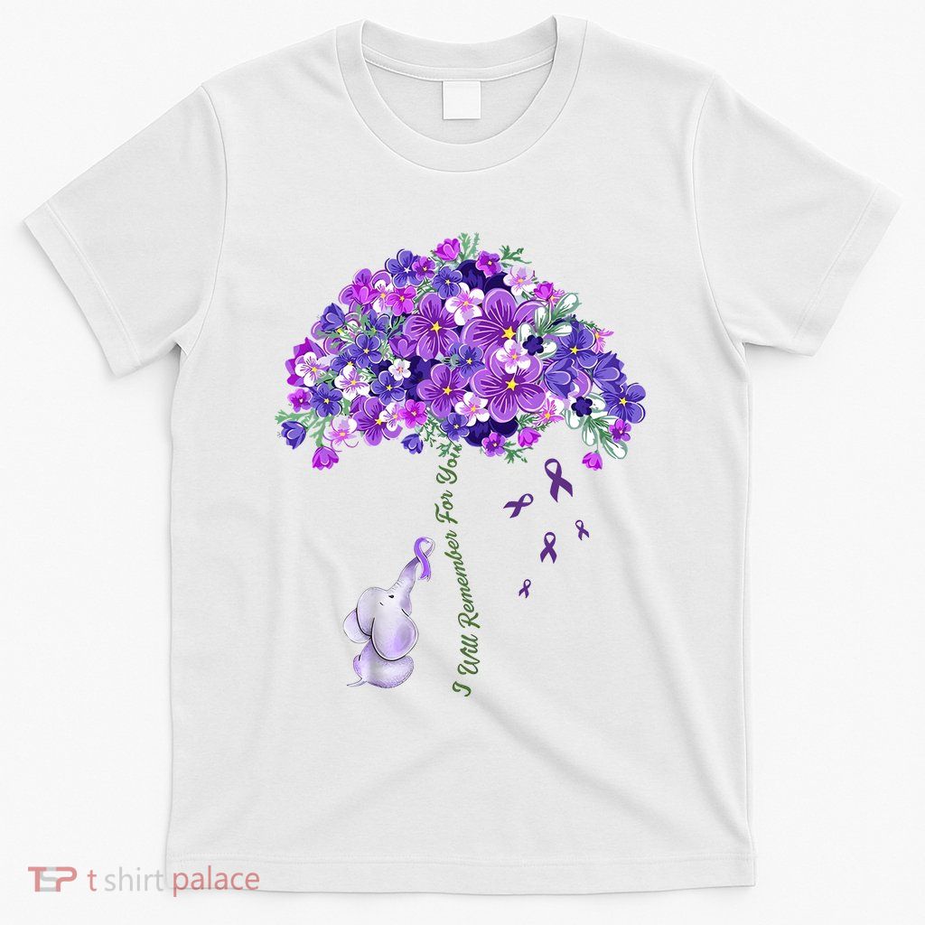 Elephant Alzheimers Flower Family Support T-Shirt