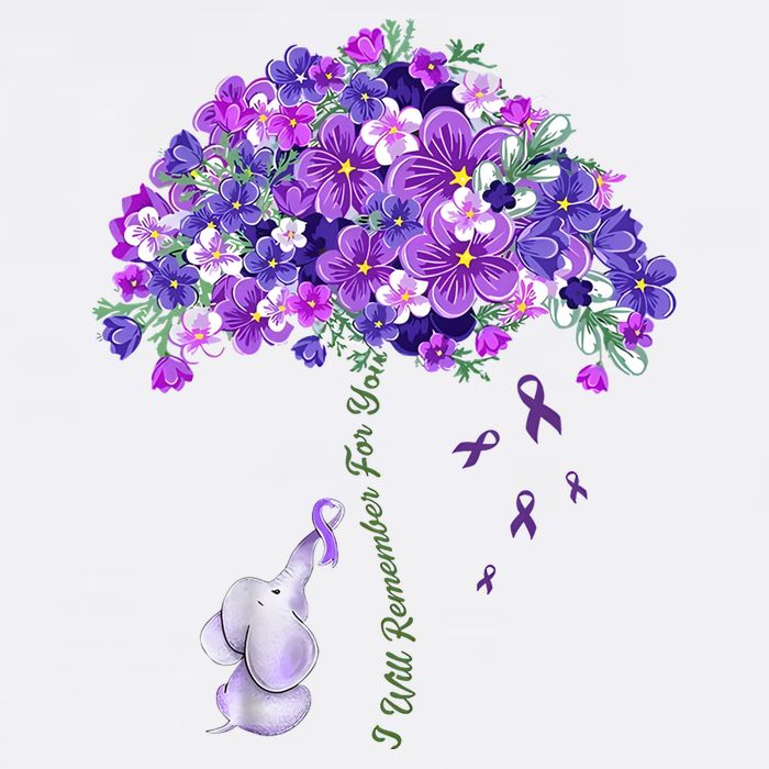 Elephant Alzheimers Flower Family Support T-Shirt