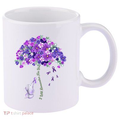 Elephant Alzheimers Flower Family Support 11oz C Handle Ceramic Mug