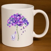 Elephant Alzheimers Flower Family Support 11oz C Handle Ceramic Mug