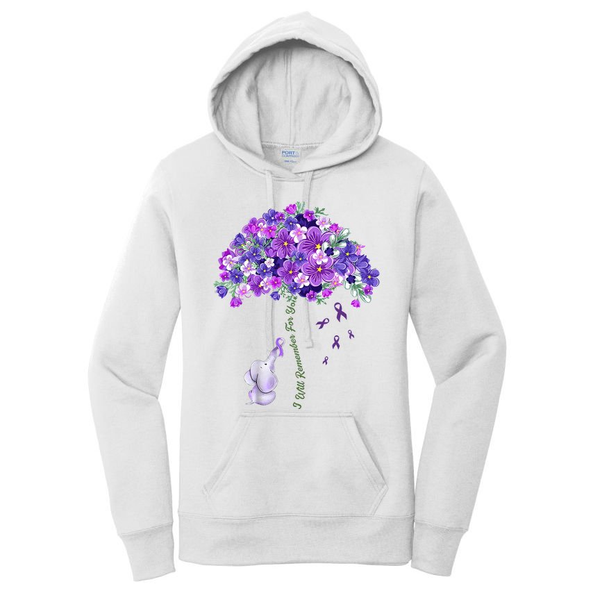 Elephant Alzheimers Flower Family Support Women's Pullover Hoodie