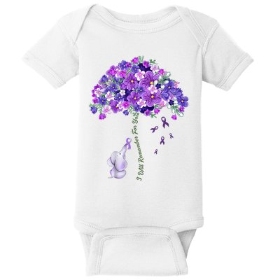 Elephant Alzheimers Flower Family Support Baby Bodysuit