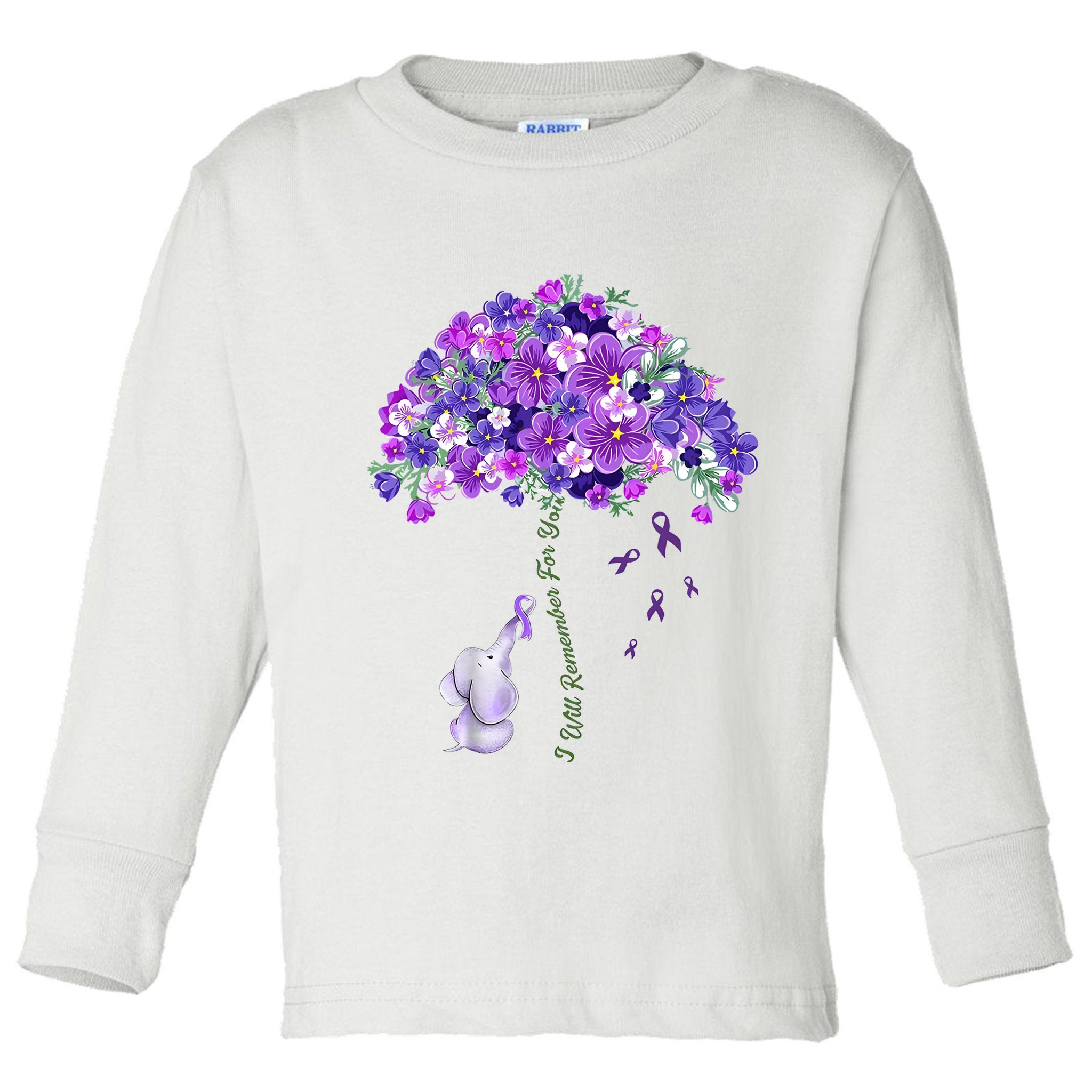 Elephant Alzheimers Flower Family Support Toddler Long Sleeve Shirt