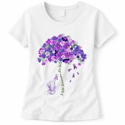 Elephant Alzheimers Flower Family Support Womens T-Shirt