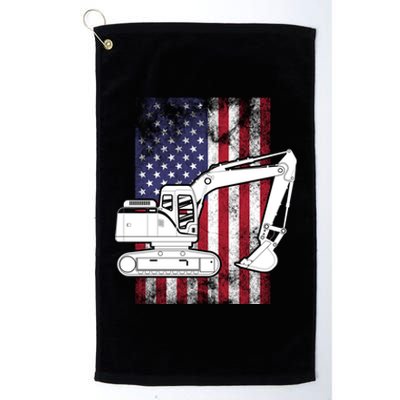 Excavator American Flag Usa Patriotic Cool Heavy Equipt Cool Gift Platinum Collection Golf Towel