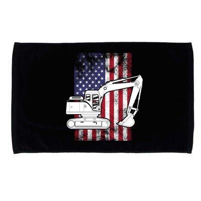 Excavator American Flag Usa Patriotic Cool Heavy Equipt Cool Gift Microfiber Hand Towel