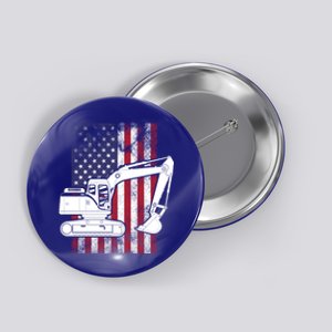 Excavator American Flag Usa Patriotic Cool Heavy Equipt Cool Gift Button