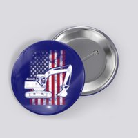 Excavator American Flag Usa Patriotic Cool Heavy Equipt Cool Gift Button