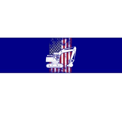 Excavator American Flag Usa Patriotic Cool Heavy Equipt Cool Gift Bumper Sticker