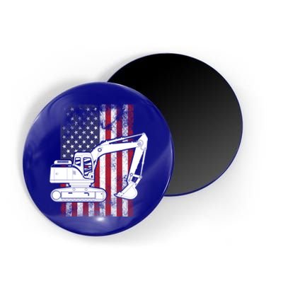 Excavator American Flag Usa Patriotic Cool Heavy Equipt Cool Gift Magnet