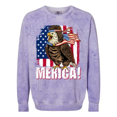 Eagle American Flag Usa Flag Mullet Eagle 4th Of July Merica Cool Gift Colorblast Crewneck Sweatshirt