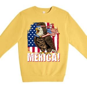 Eagle American Flag Usa Flag Mullet Eagle 4th Of July Merica Cool Gift Premium Crewneck Sweatshirt