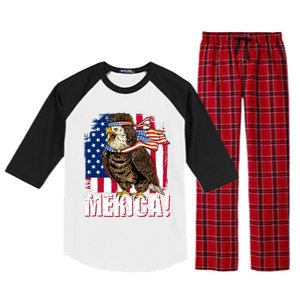 Eagle American Flag Usa Flag Mullet Eagle 4th Of July Merica Cool Gift Raglan Sleeve Pajama Set